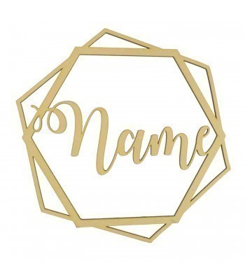 Laser Cut Personalised Wall Art Hexagon Frame - Size Options - Water Font